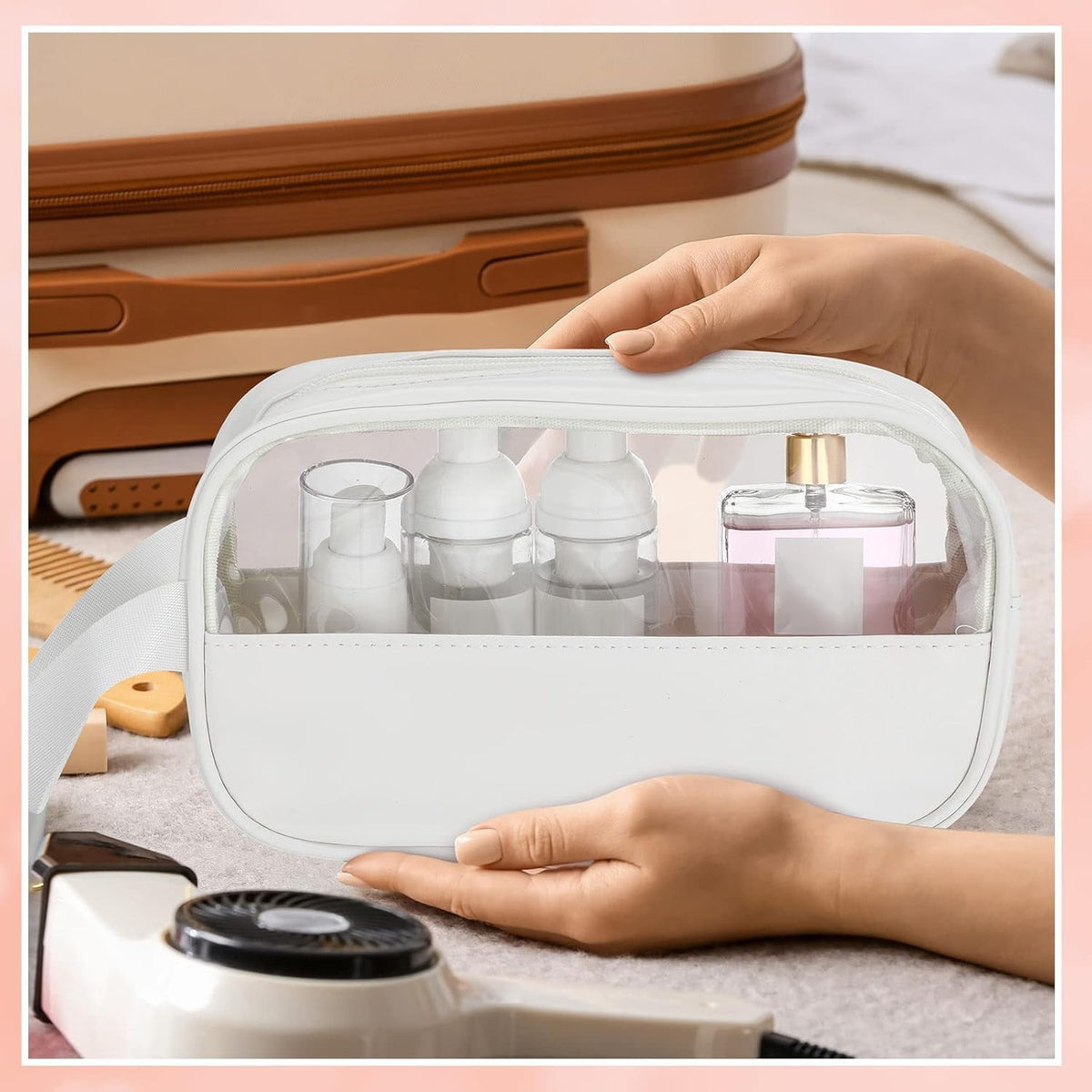 12 Pcs White Translucent Travel Makeup & Toiletry Bags Portable Organizer