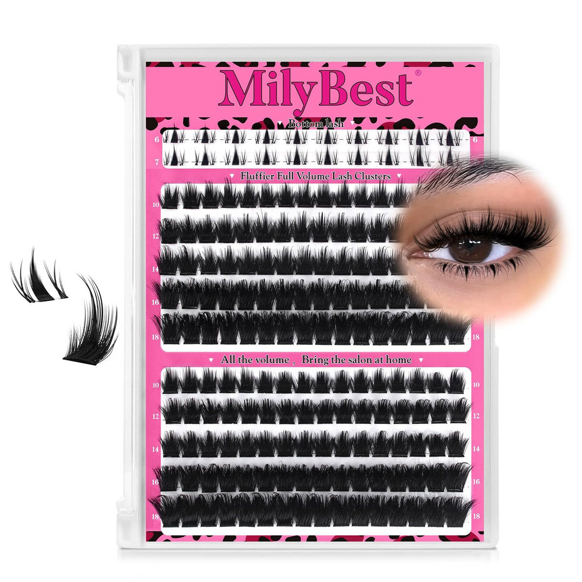 False Eyelash Clusters with Spikes, Bottom 4 Pack - Black, Trendy & Reusable