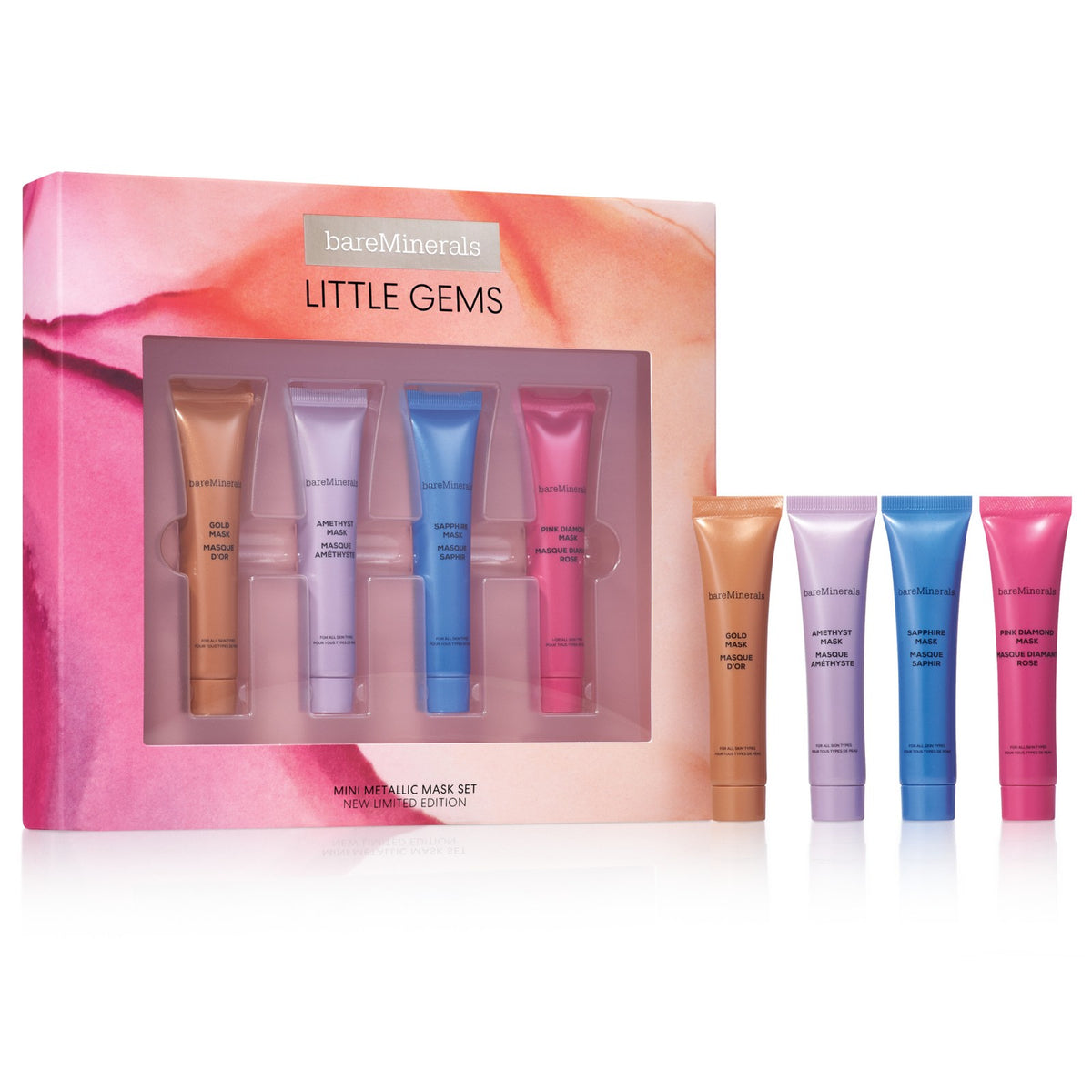 Mini Metallic Face Mask Set with Natural Gemstones - Hydrating, Revitalizing & Detoxifying Skin Care