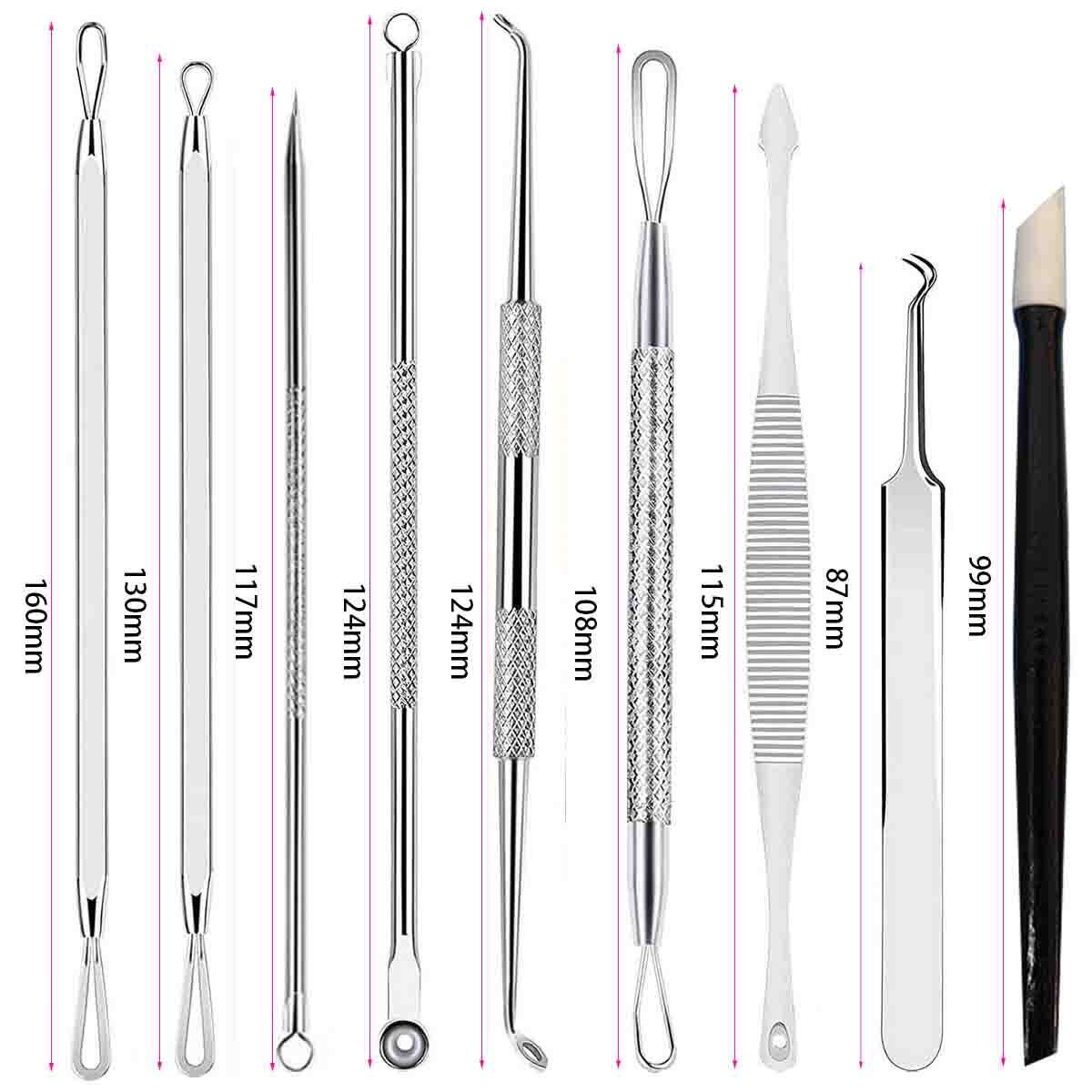 Professional Blackhead Remover Tool Kit for Acne & Blemishes - 9 pcs