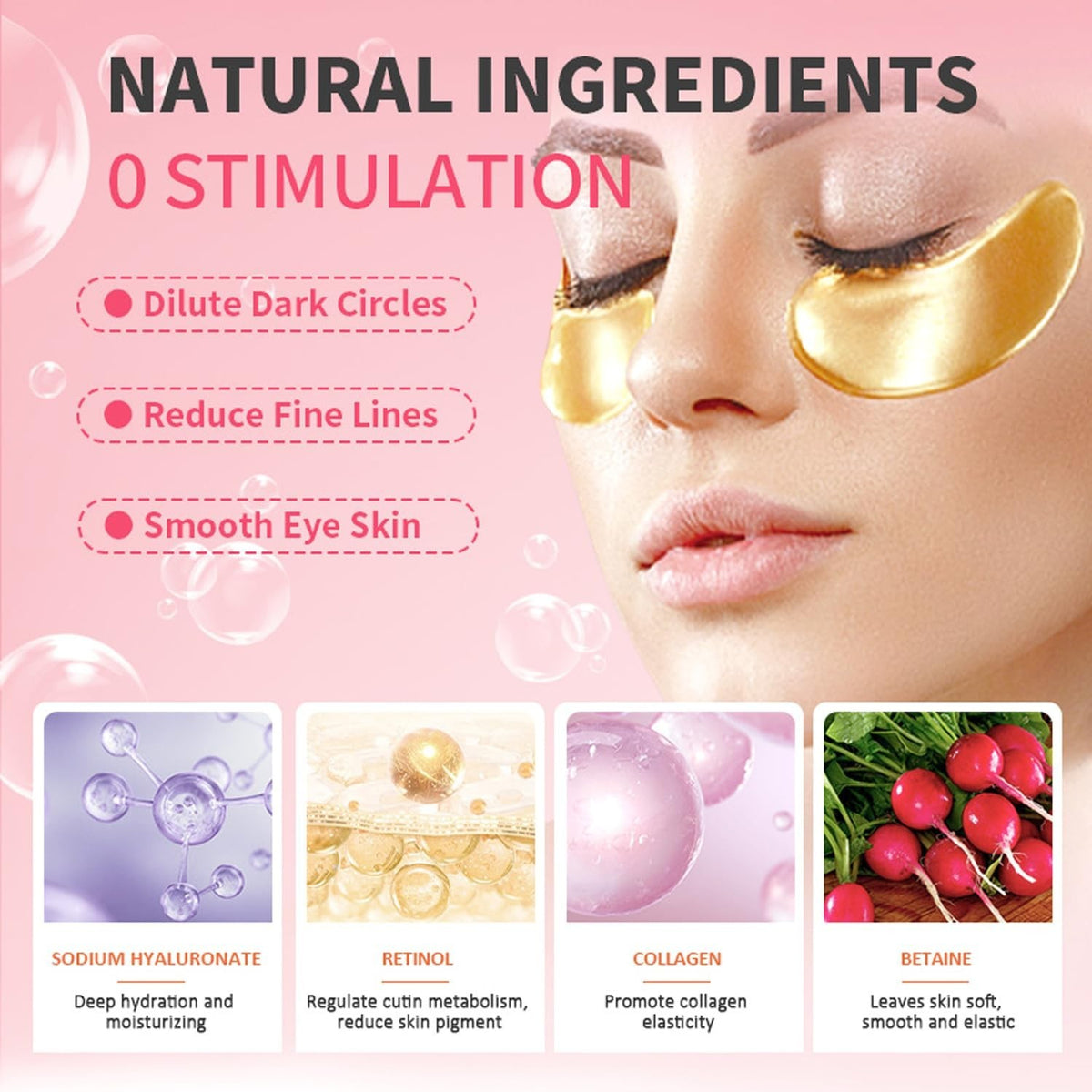 Gold & Collagen Eye & Lip Mask Set - Hydrating Skin Care for Wrinkles & Dryness