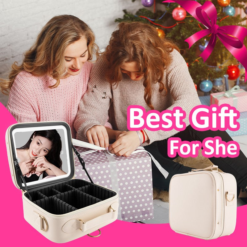 Portable Makeup Bag with LED Mirror Waterproof Travel Organizer