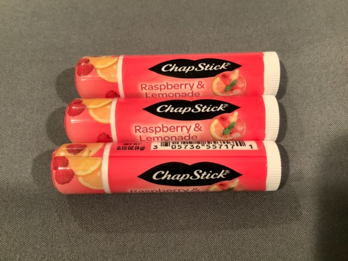 3 Pack Raspberry & Lemonade Lip Balm Tubes - Sealed 0.15 Oz