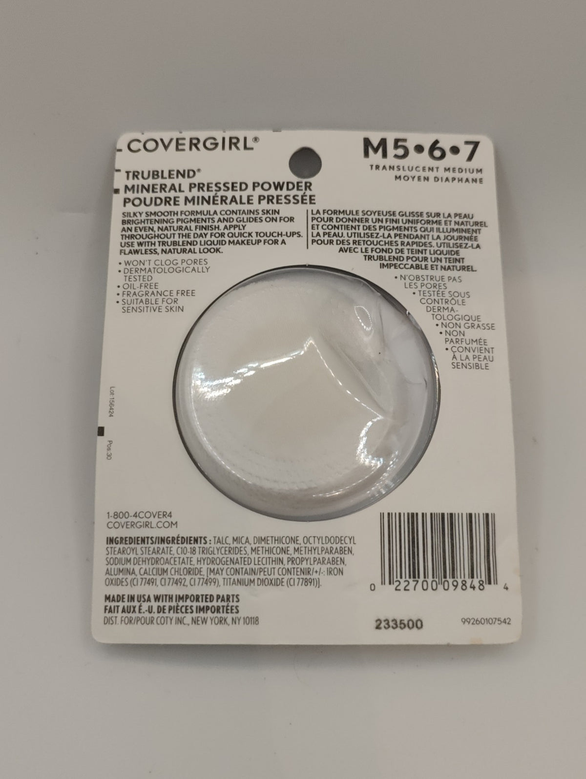Mineral Pressed Powder Translucent Medium Face Makeup - NEW