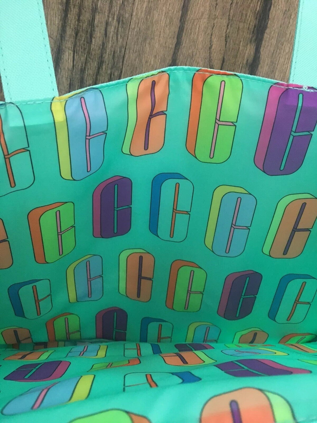 Clinique Limited Edition Cosmetic Tote Bag Blue Green Graphic Logo