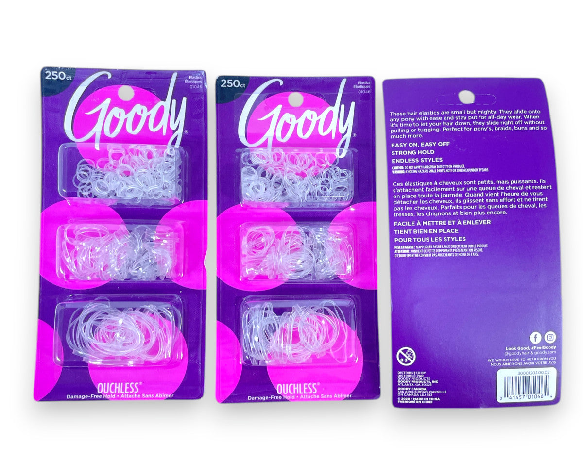 Goody Ouchless Hair Elastics 250Count, Lot Of 3, As Seen In Pics