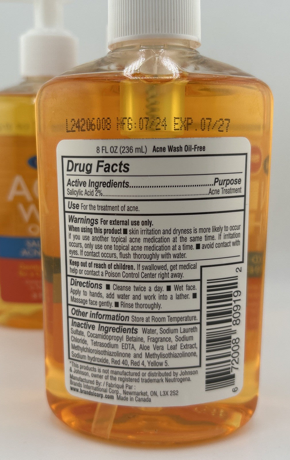 Oil-Free Salicylic Acid Acne Face Wash - 8oz 3-Pack for Clear Skin