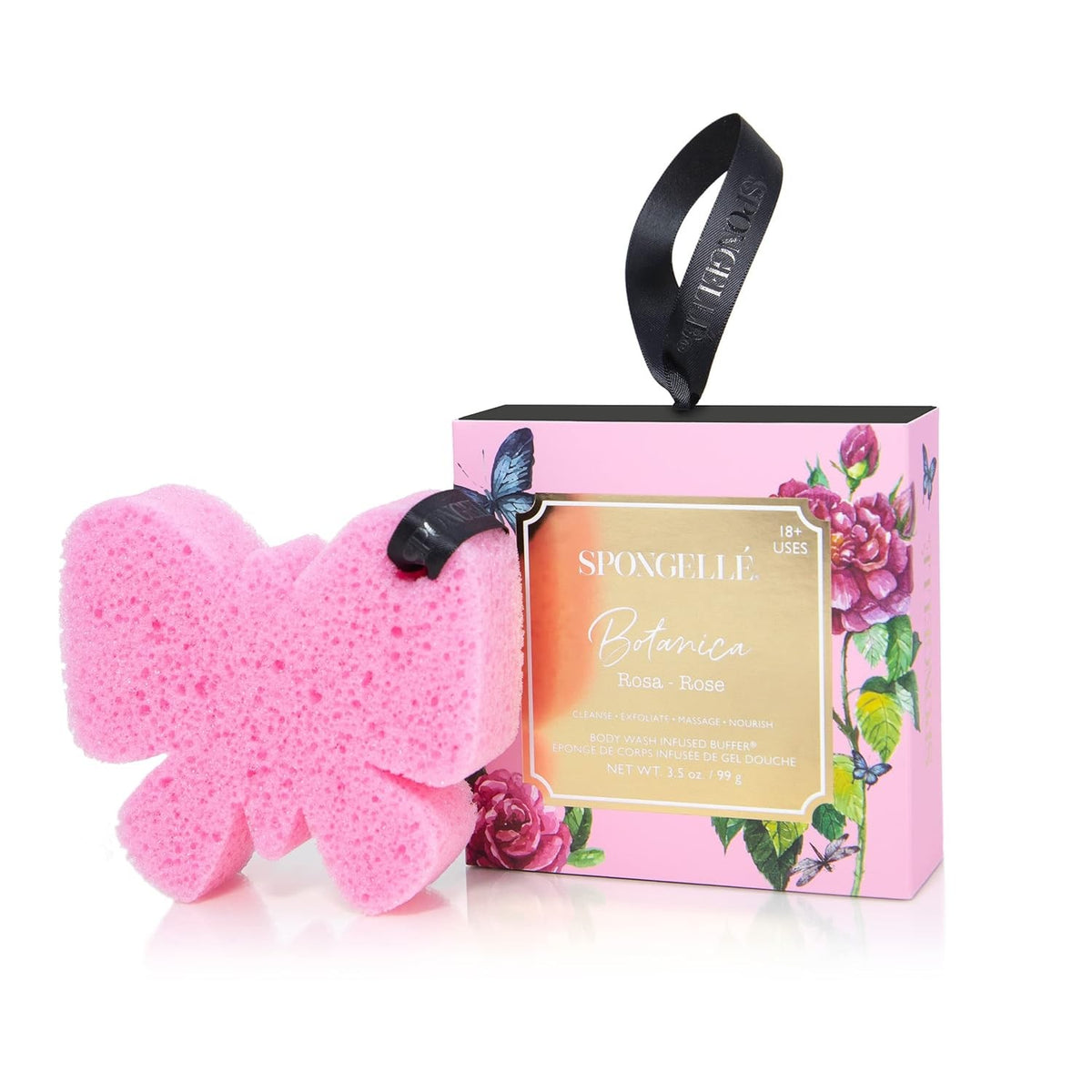 Rose Scented Infused Bath Sponge - Gentle Exfoliating Body Buffer