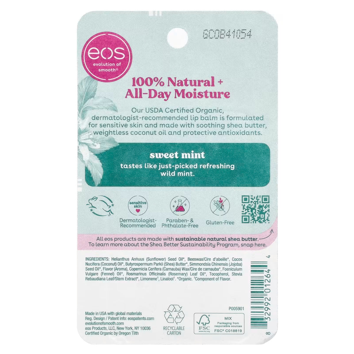 Natural Shea Lip Balm Set - Refreshing Sweet Mint, 6-Pack
