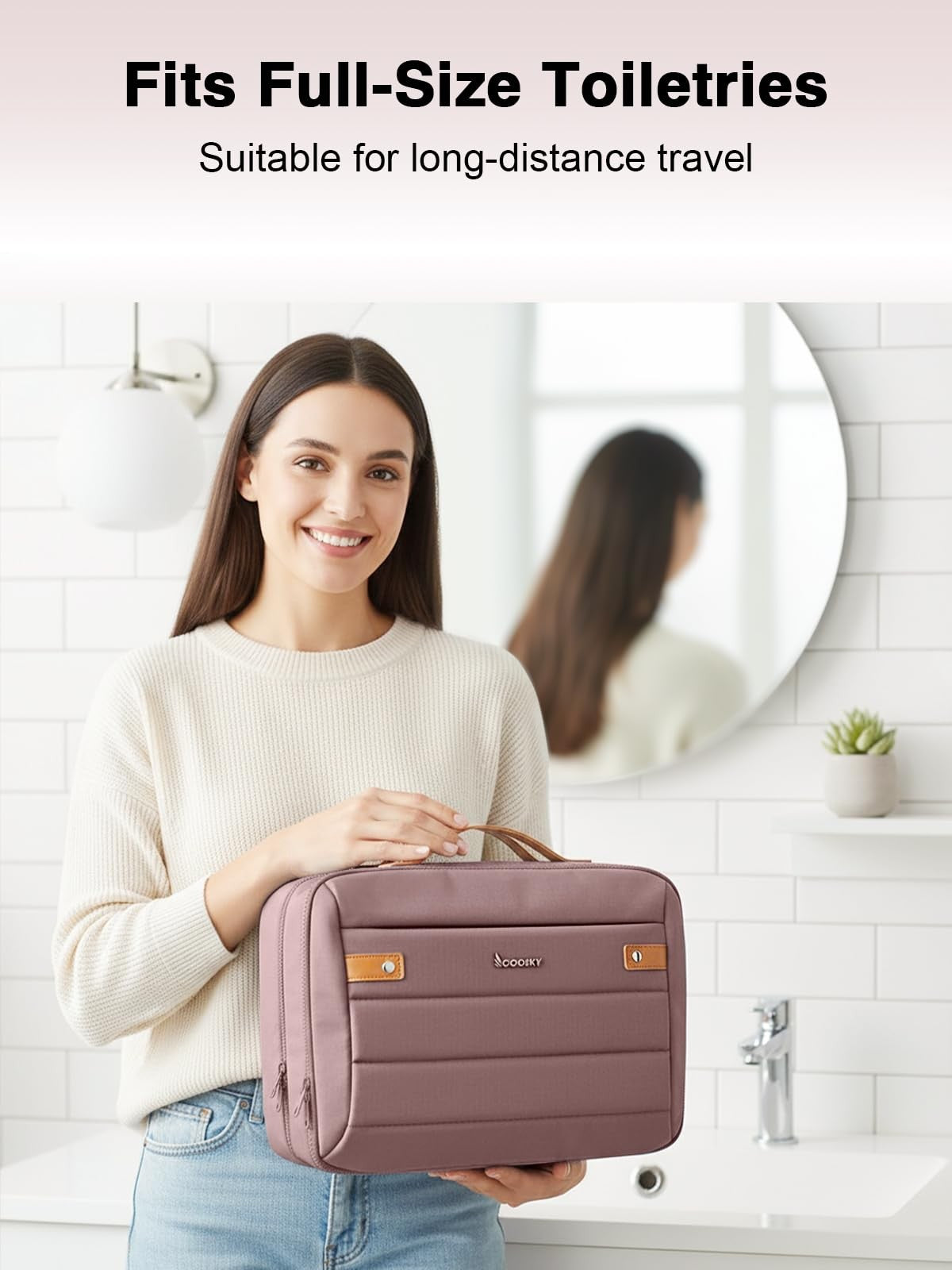Women's Hanging Waterproof Toiletry Bag with Compartments Travel Organizer
