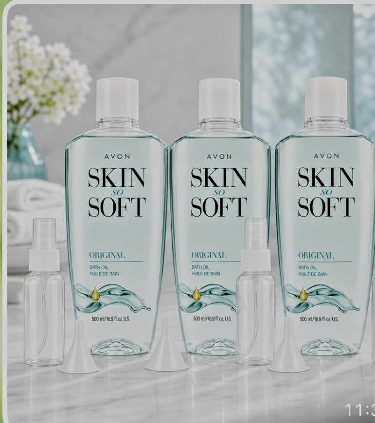 Skin So Soft Original Bath Oil 16.9 oz – 3 Pack with Travel Spray