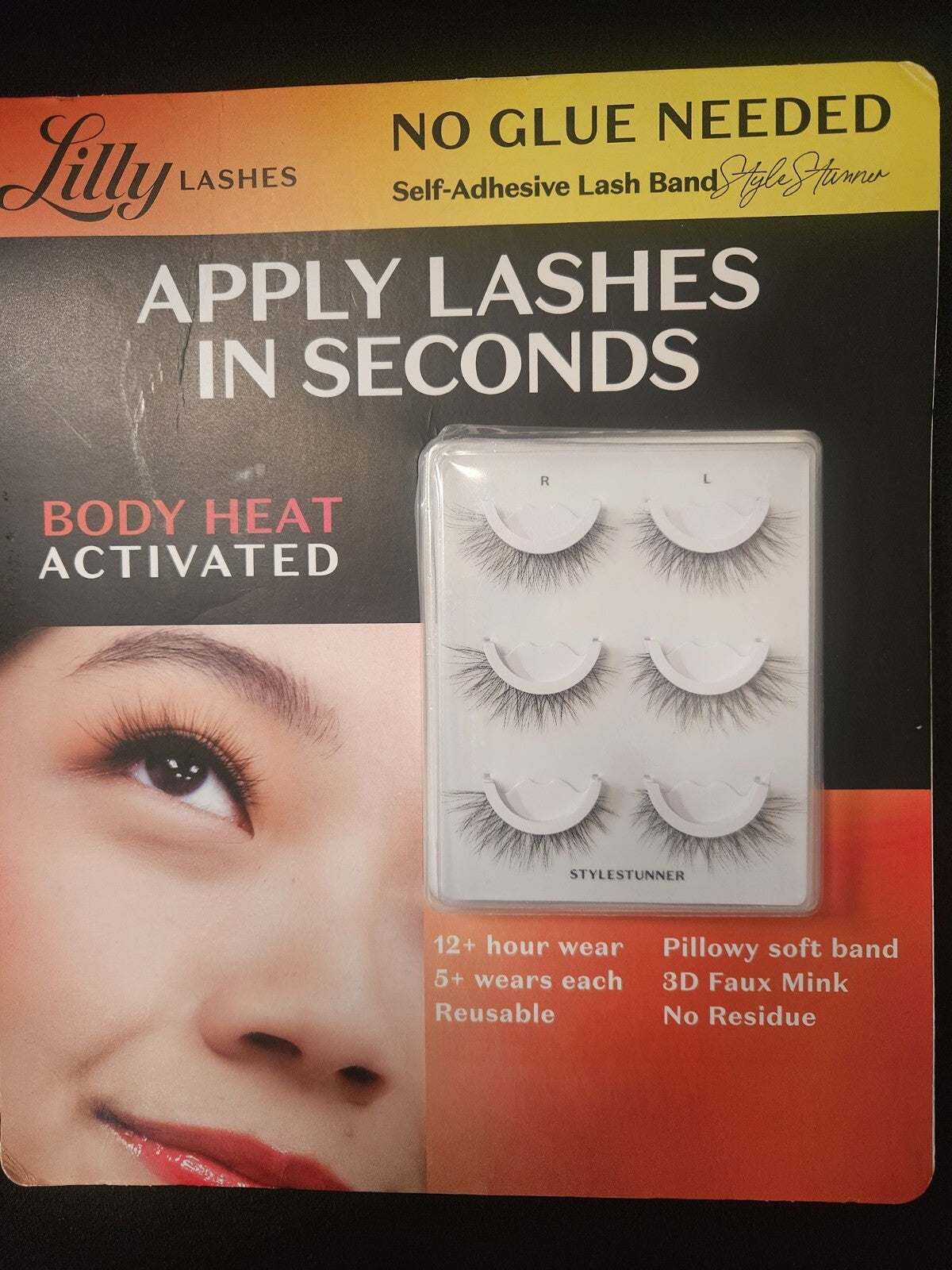 Self-Adhesive False Eyelashes Natural Volume Medium 3 Pairs