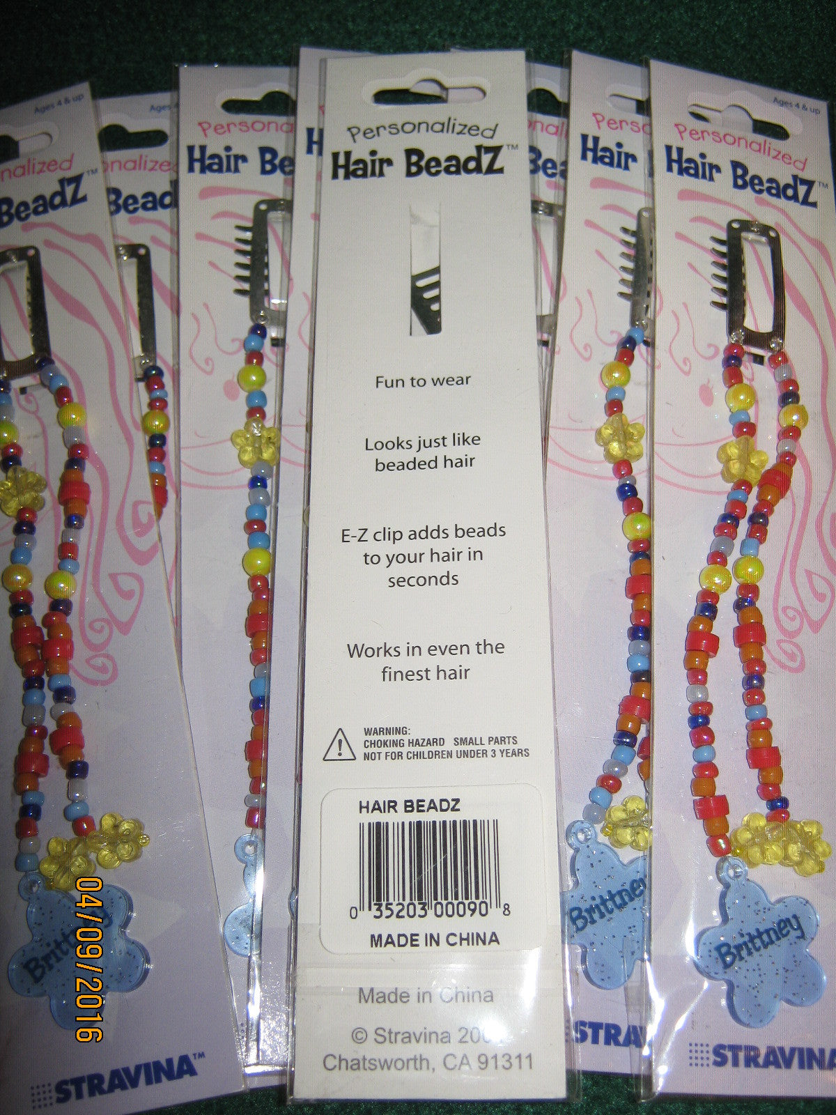 (20) Hair Beads "BRITTNEY" "BLUE" Stravina / Beadz Children 4 &Up