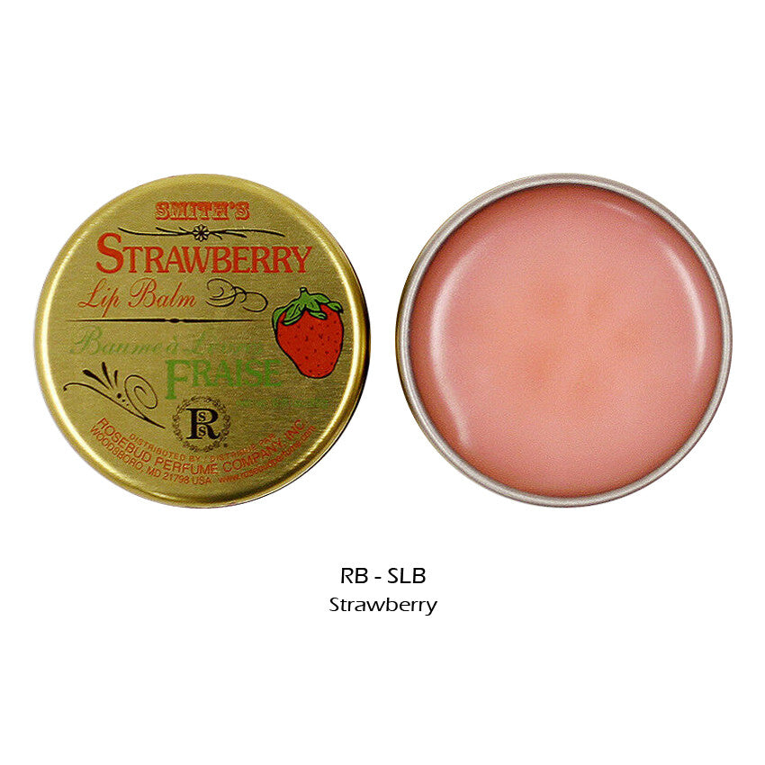 Rosebud Smith's Strawberry Lip Balm Tin - Natural Beeswax & Fragrance, 0.8 oz