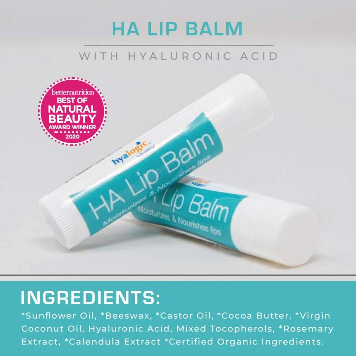 Hydrating Lip Balm Stick with Hyaluronic Acid & Organic Oils - Moisturizing Lip Care