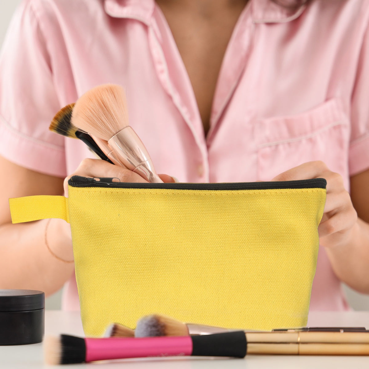 Travel Canvas Makeup Bags Set - 10 Pcs Durable Zipper Organizer Case