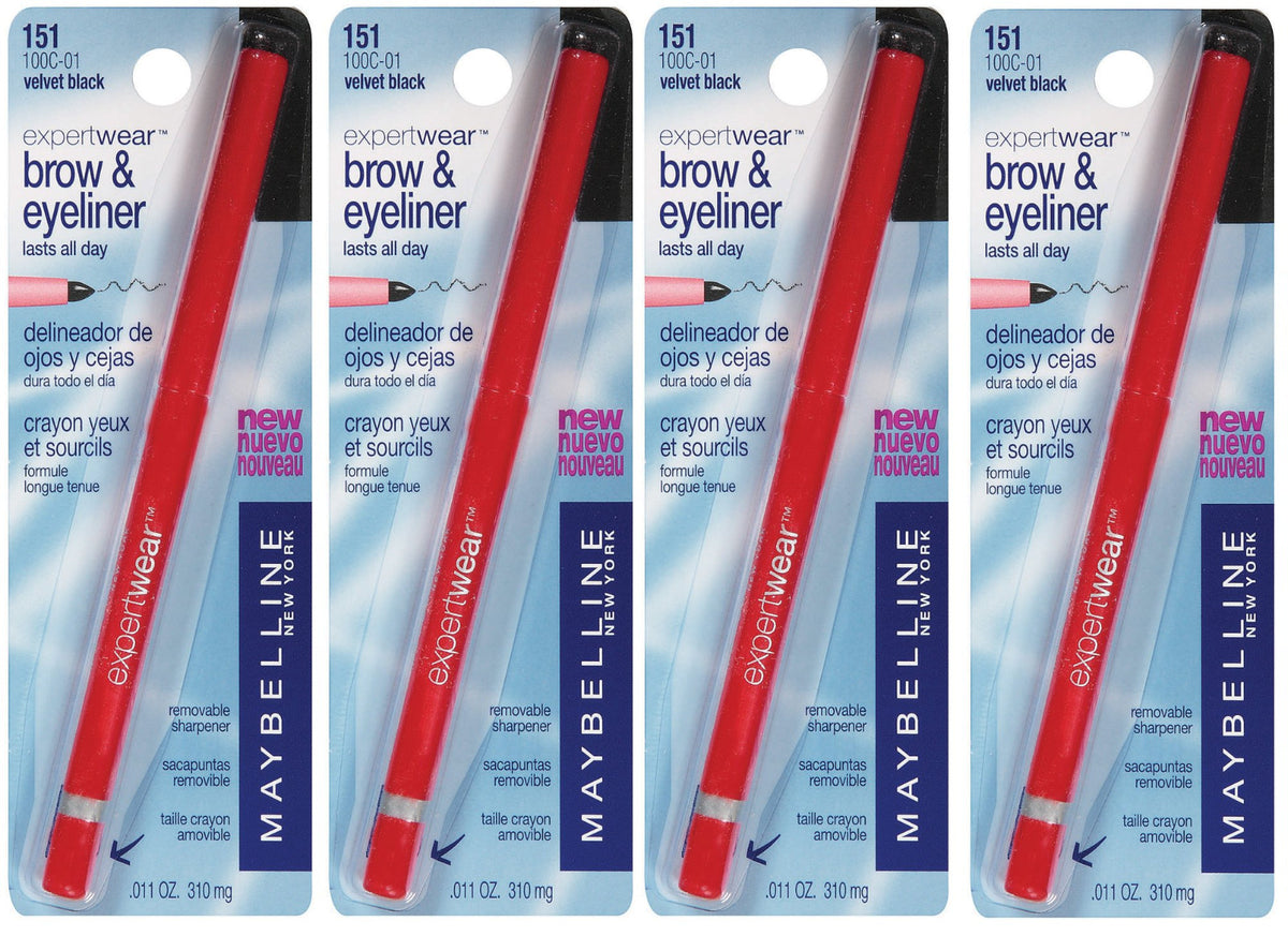 Eyebrow & Eyeliner Pencil Set - Velvet Black, 6 Pack for Makeup & Grooming