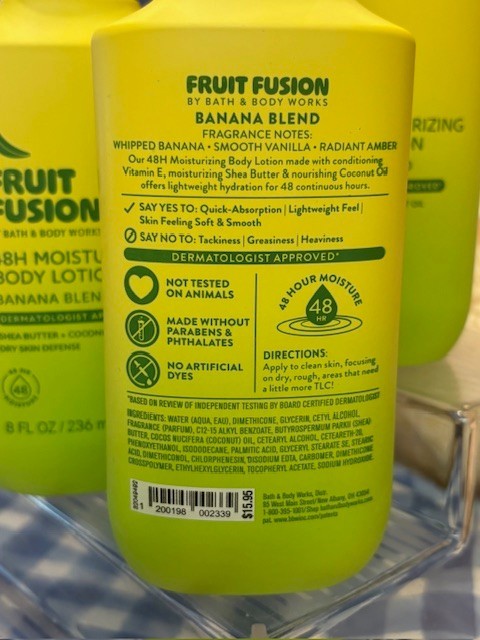 3 NEW! Bath & Body Works FRUIT FUSION BANANA BLEND 48 HR Moisture