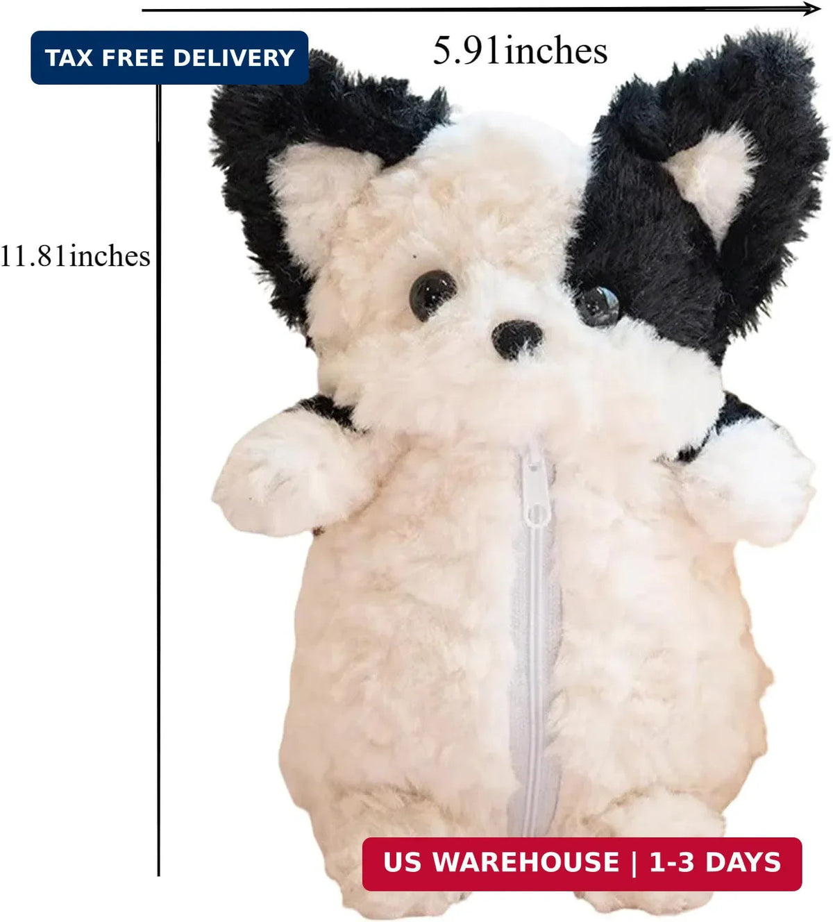 Cute 3D Fuzzy Dog Plush Pencil Case - Animal Organizer for Makeup & Accessories