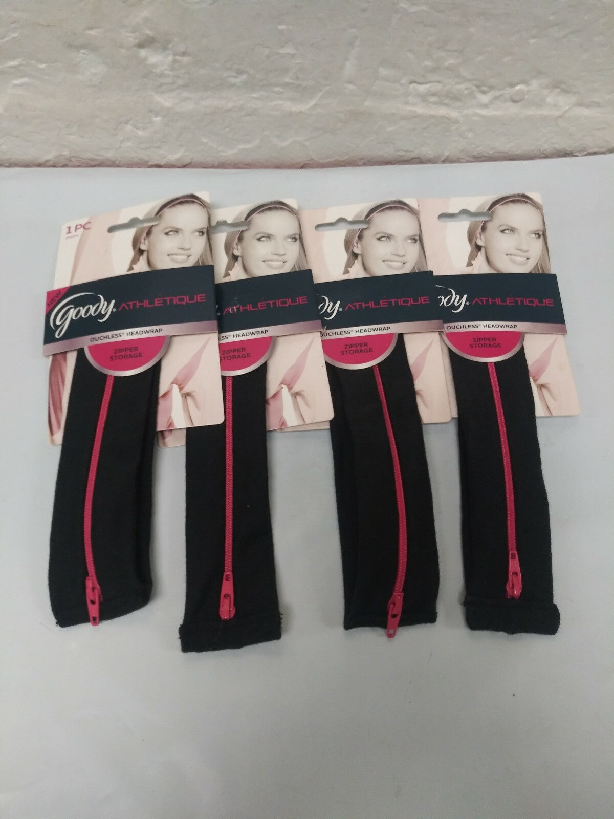 Goody Athletique Headbands~ Ouchless HeadWrap~ Zipper Storage Set Of 4