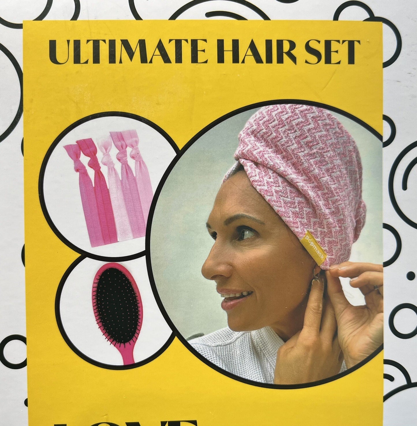 Hair Care Set with Detangling Brush, No-Dent Hair Ties & Spa Turban