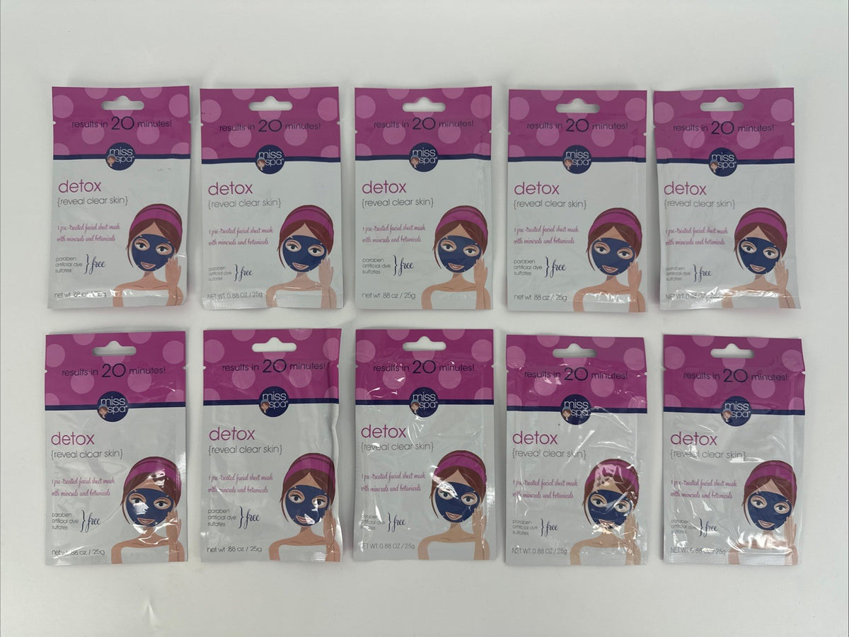Detox Reveal Clear Skin Facial Sheet Mask - 10 Pack
