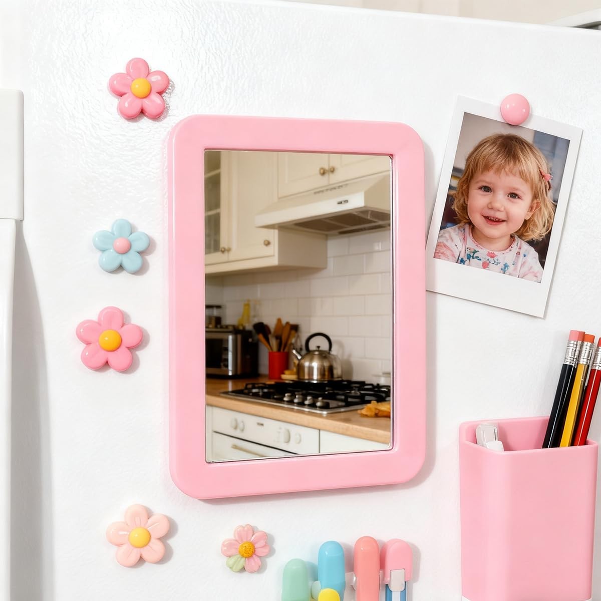 Magnetic Locker Mirror – Real Glass 5x7 Inches, Portable Desk/Locker Gadget