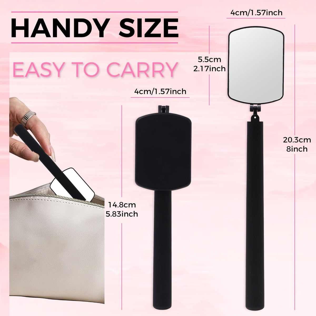 Portable Large Square Lash Mirror with 260° Rotation for Eyelash Extensions