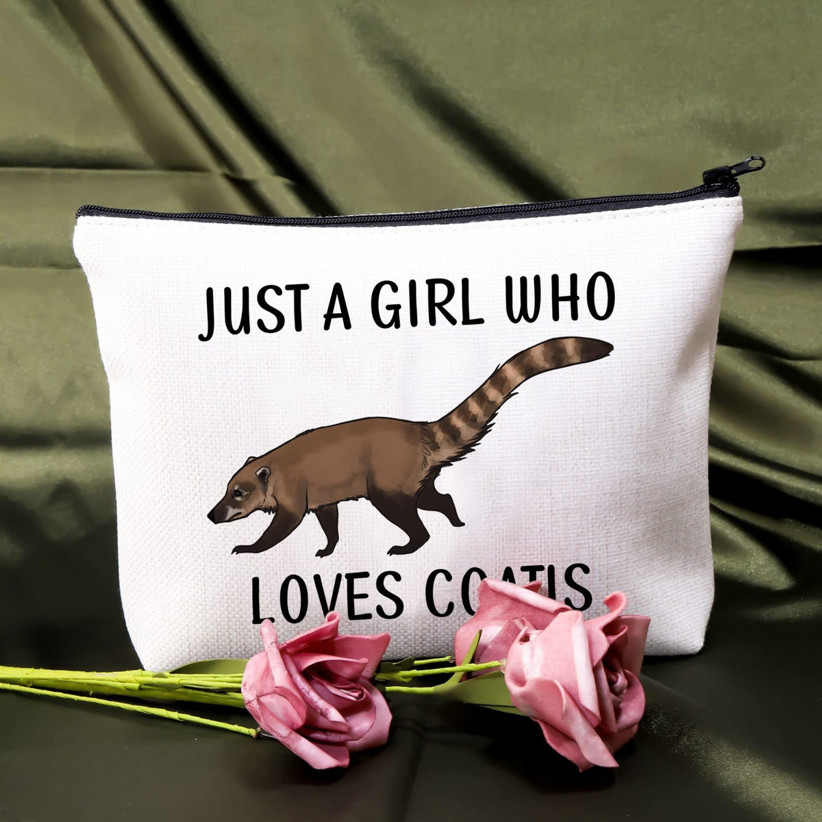 Coati Lover Makeup Bag - Waterproof Zipper Pouch for Animal Enthusiasts