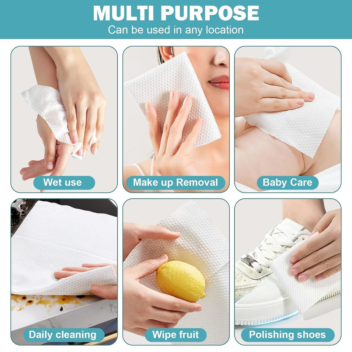 Disposable Face Towel Sheets for Makeup Remover & Daily Skincare - 100 Count
