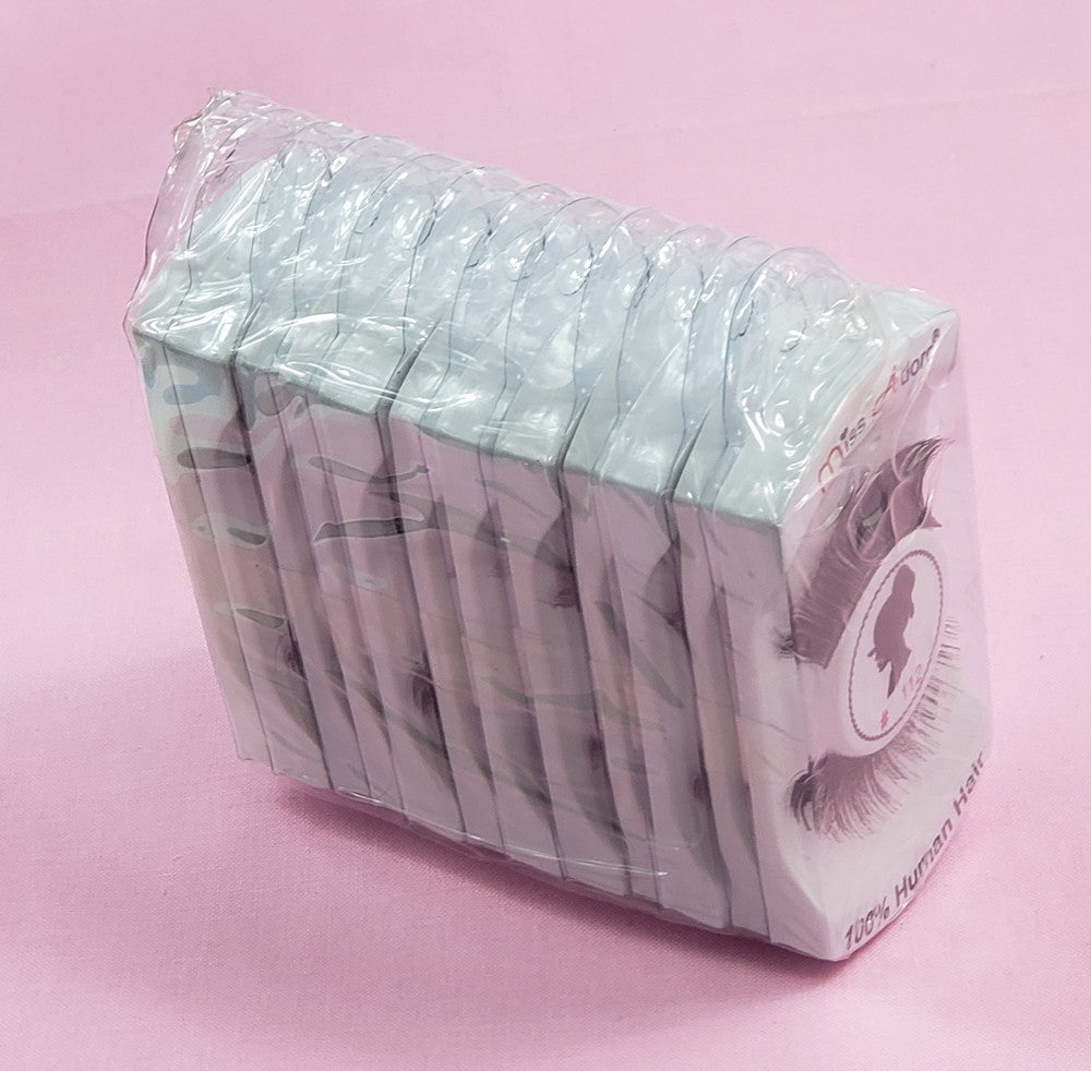 12 Pack Human Hair False Eyelashes #112 Natural Touch Lightweight Handmade
