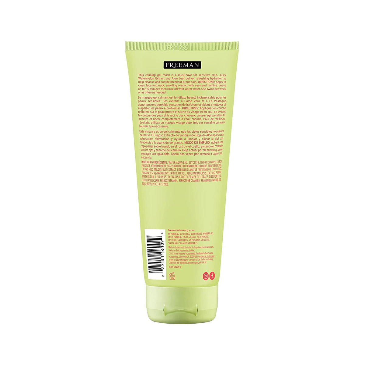 Watermelon & Aloe Cooling Gel Facial Mask, 6 fl oz