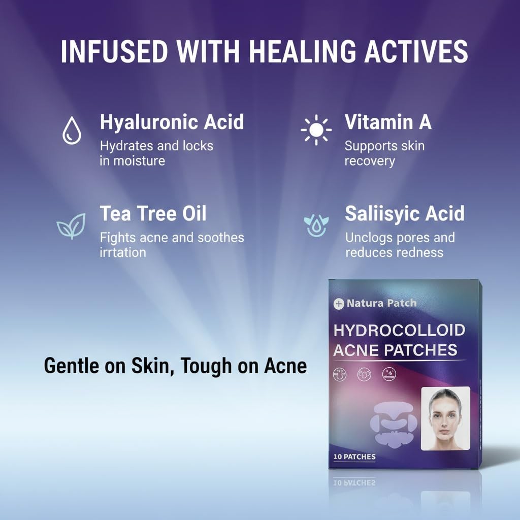 Full Face Hydrocolloid Acne Patches - Large Zit Stickers for All Skin Types