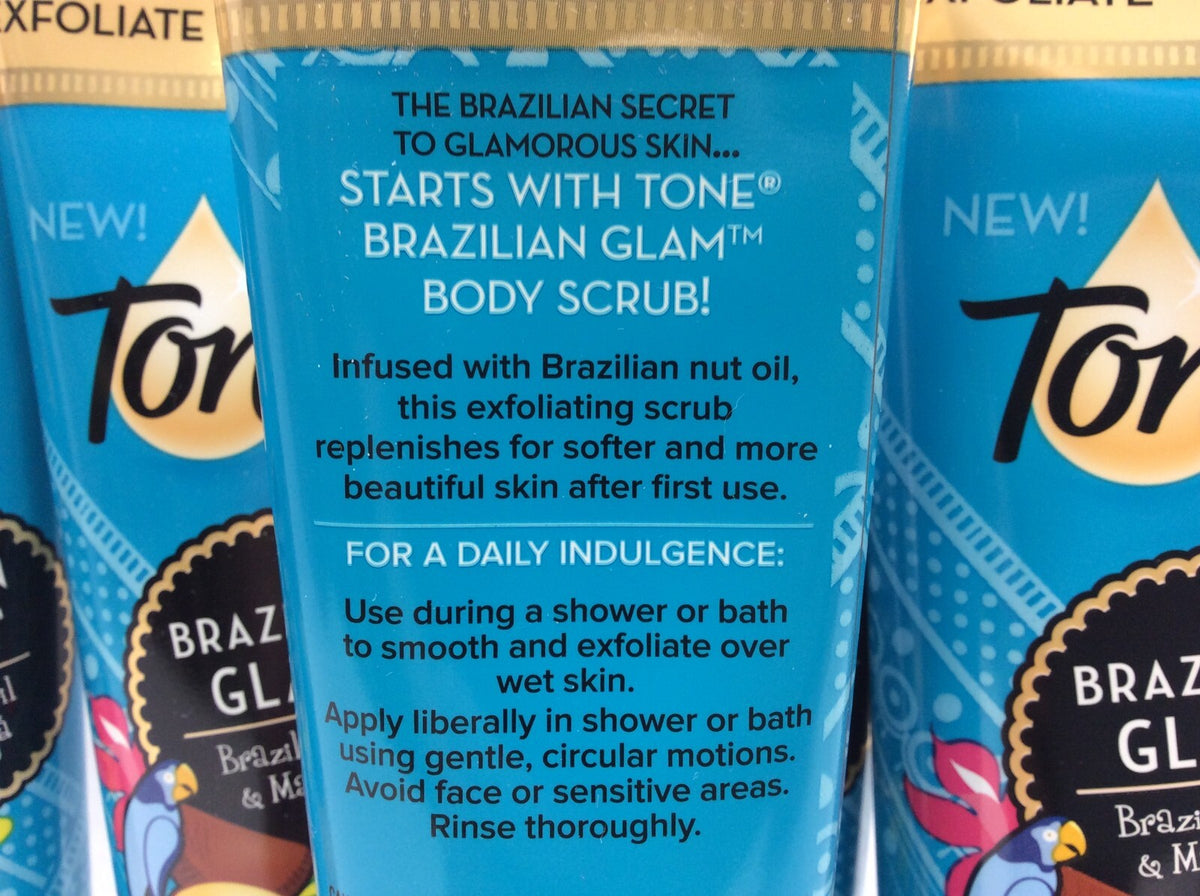 Tone Body Scrub Brazilian Glam, Exfoliate + Nourish, 4.5 fl oz, 3 Pack