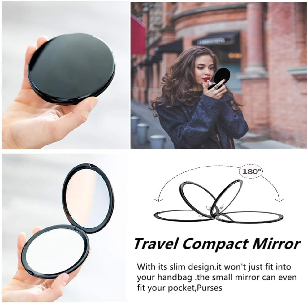 Magnifying Compact Mirror for Purse – 1X/10X Travel Folding Makeup Mirror