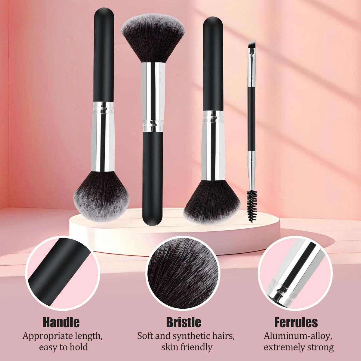 Professional Makeup Brush Set with Blending Sponges - Multicolor Gift for Mom