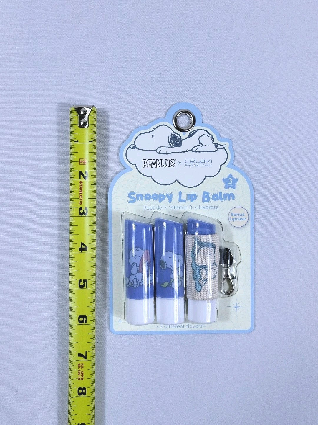 Snoopy Lip Balm Set with 3 Flavors and Bonus Case - Peanuts x Celavi