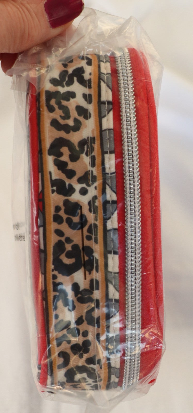 Leopard Print Cosmetic & Jewelry Bag with Cat Bow - Travel Organizer