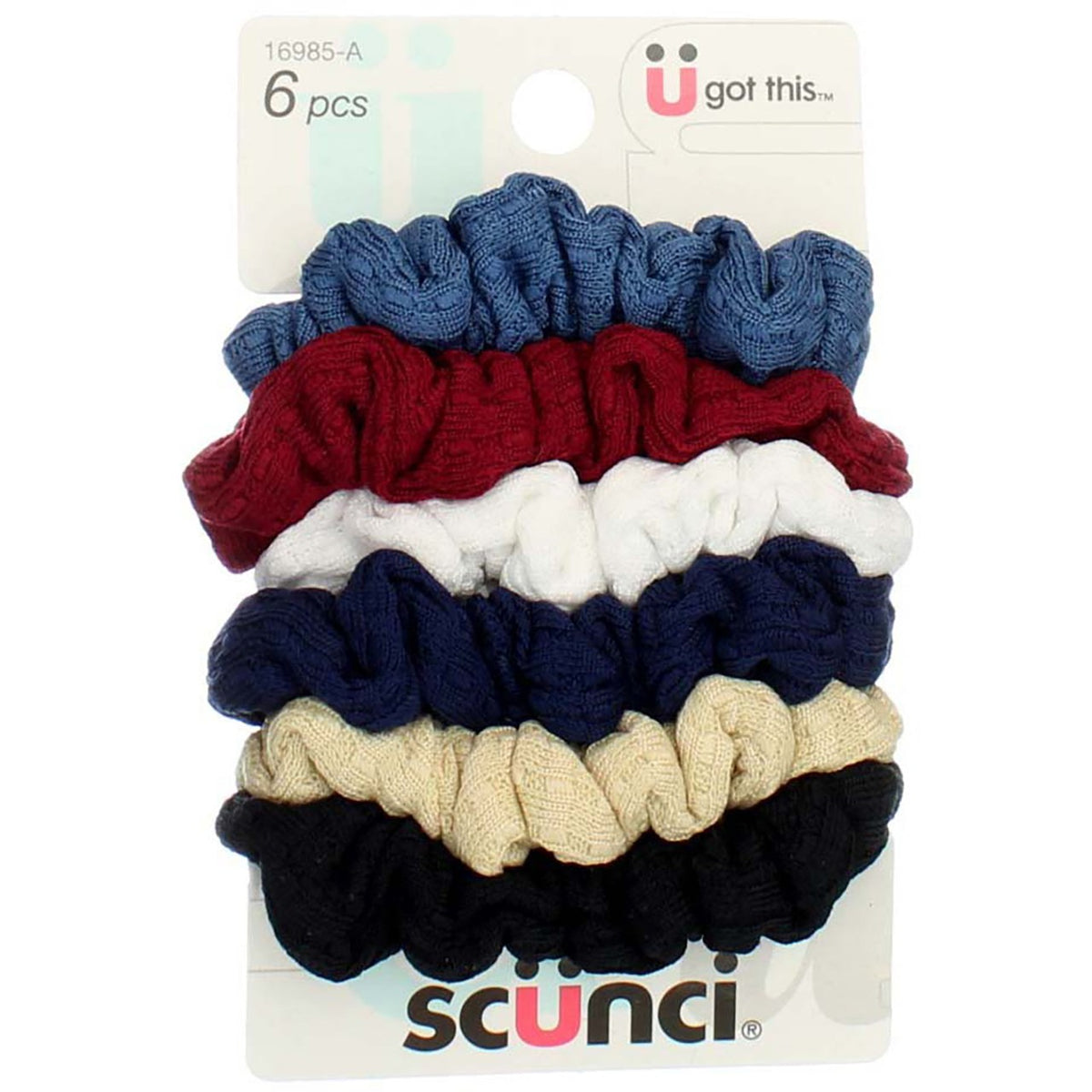 Mini Waffle Twisters Hair Scrunchies - Assorted Colors, 6 Pack
