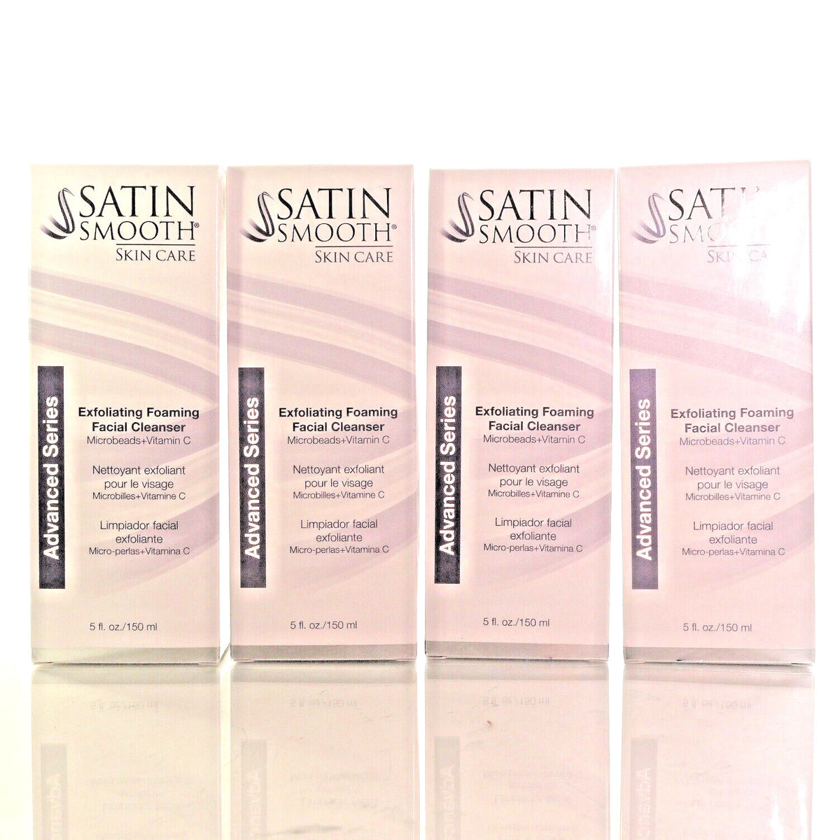 Set of 4 Satin Smooth Exfoliating Foaming Facial Cleansers 5oz