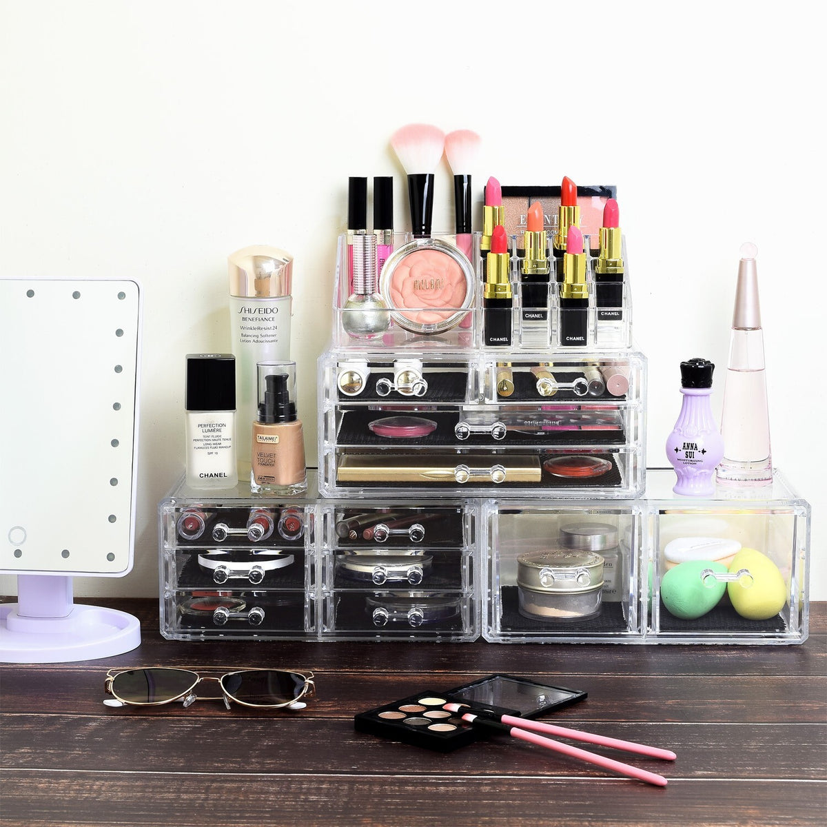 Acrylic Jewelry and Makeup Storage Box Set - 4 Pieces Organizer
