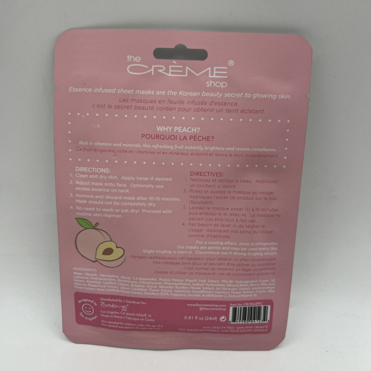 Peach Infused Face Mask - 1 Pack