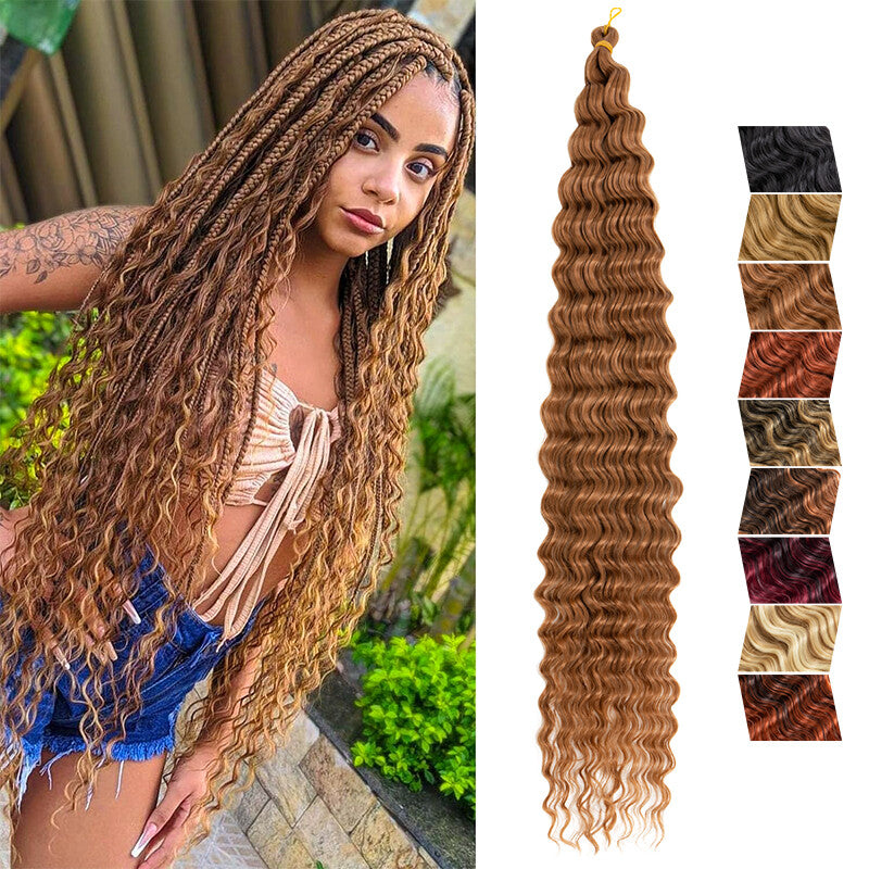 Water Wave Crochet Hair Extensions - Deep Curly Synthetic Braids, Multiple Lengths & Colors
