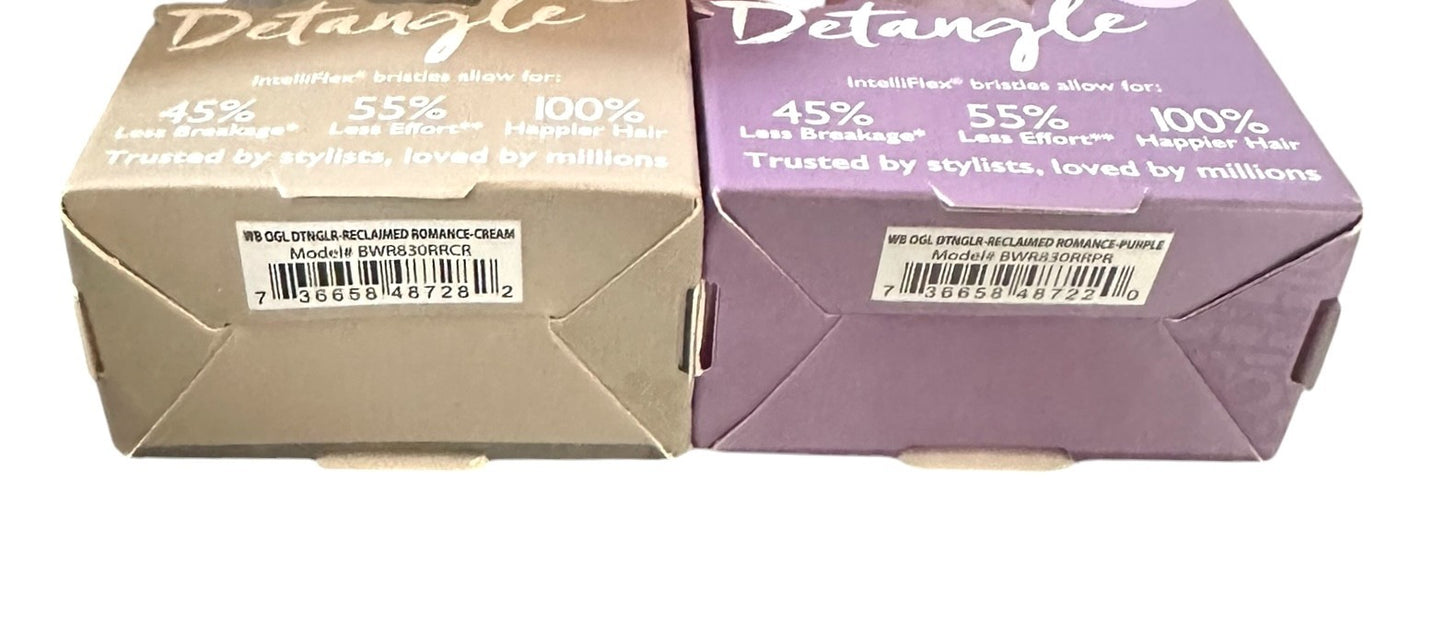 Wet Brush Detangler Hair Brush Set - Cream & Purple, 2 Pack