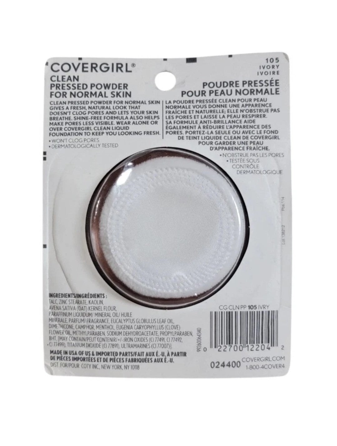 Pressed Face Powder in Ivory - Oil-Free, Matte Finish, 105 Shade