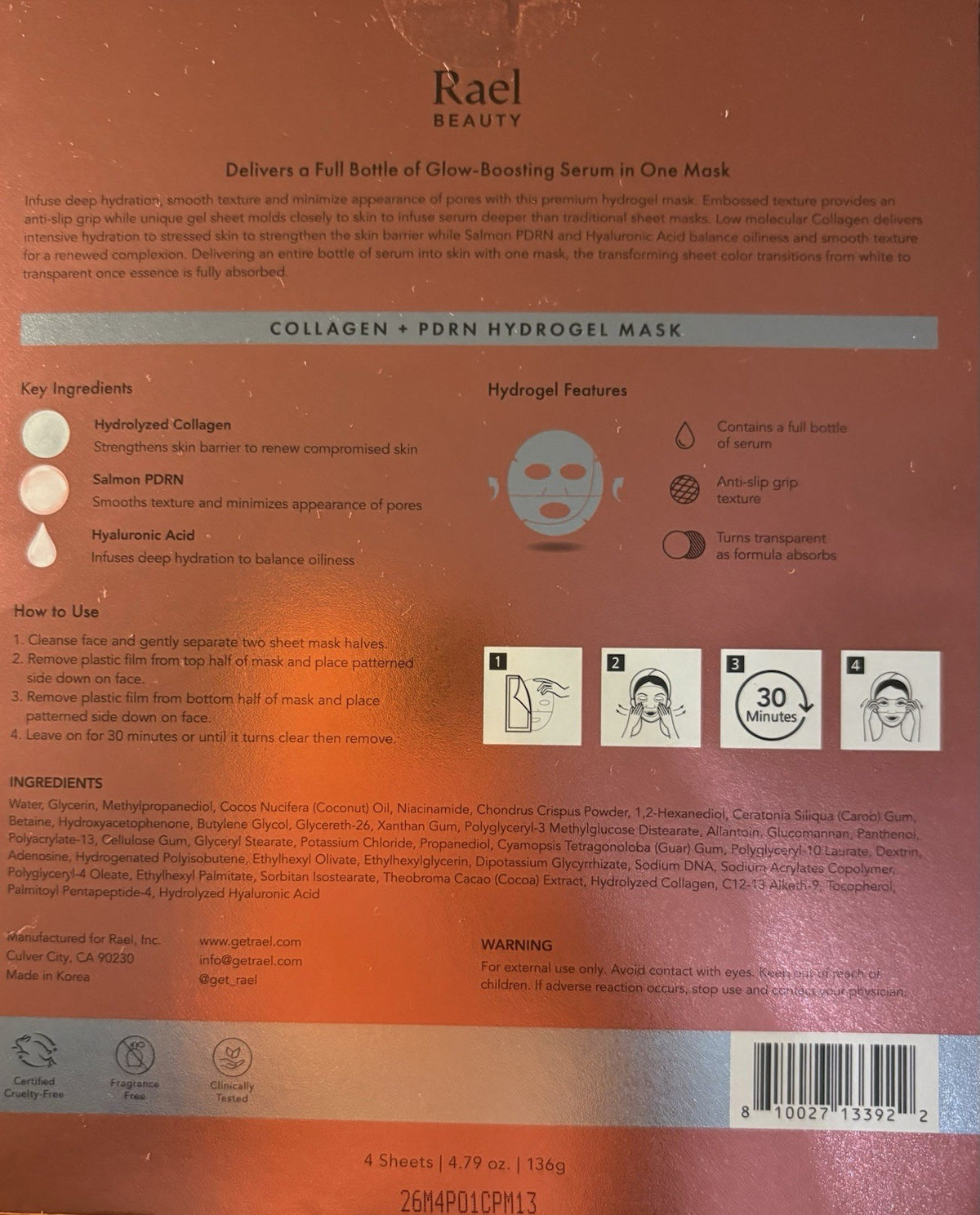Hydrogel Face Masks Bundle – Collagen Cryo Glutathione (12-Pack)