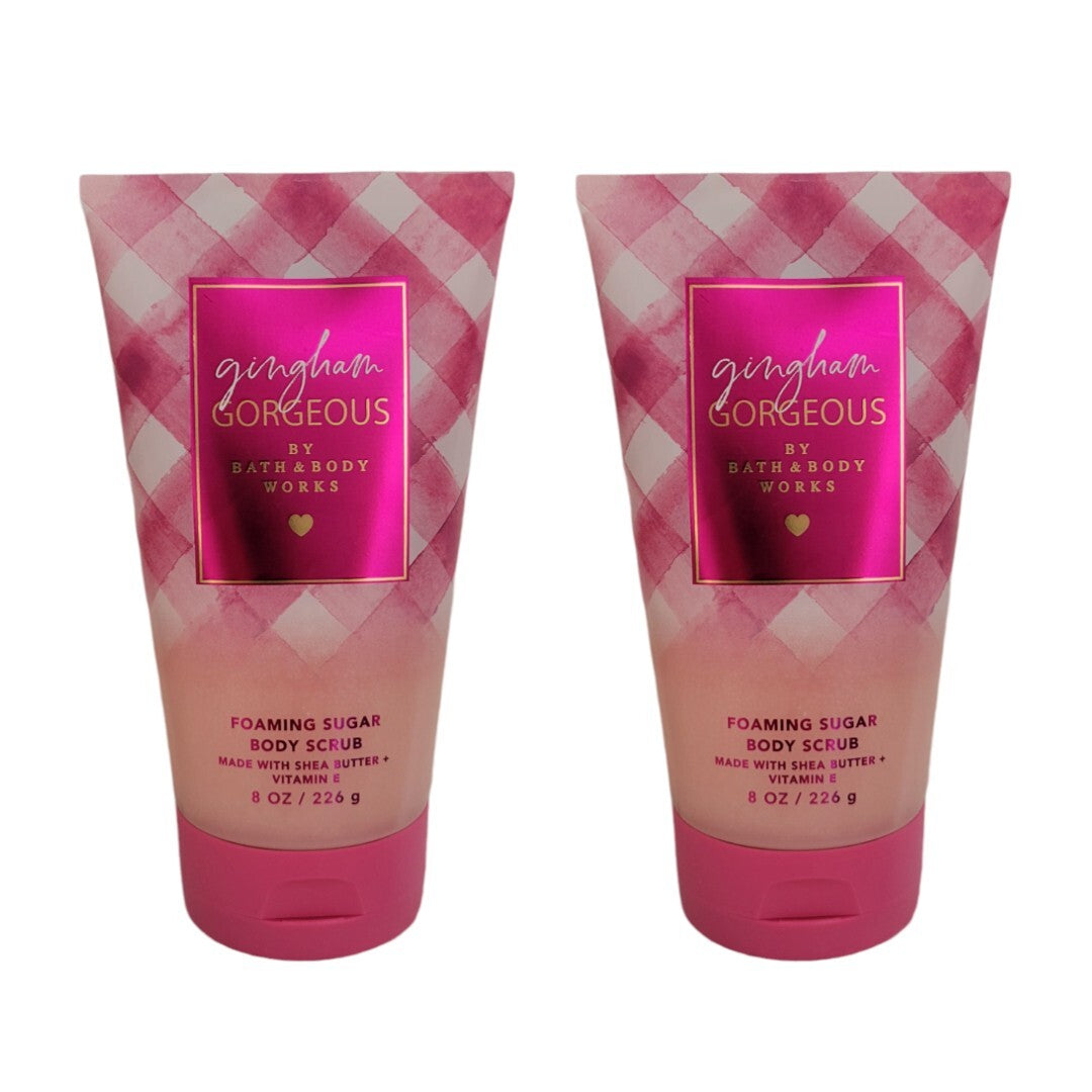 SET OF 2 NEW Bath & Body Works Gingham GORGEOUS Foaming Sugar Scrub,
