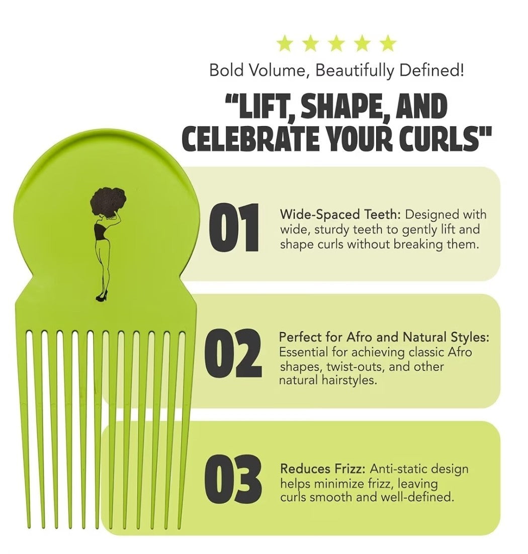 2 Pack Afro Hair Pick Detangler for Thick Textured Hair - 9.25 Inch