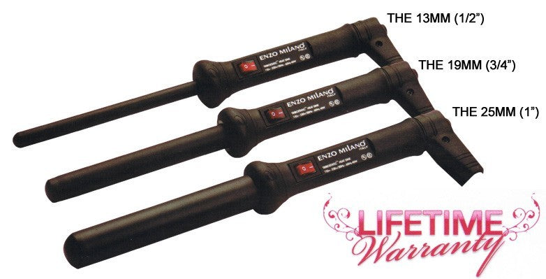 25mm Clipless Curling Iron Wand for Hair Styling - Black