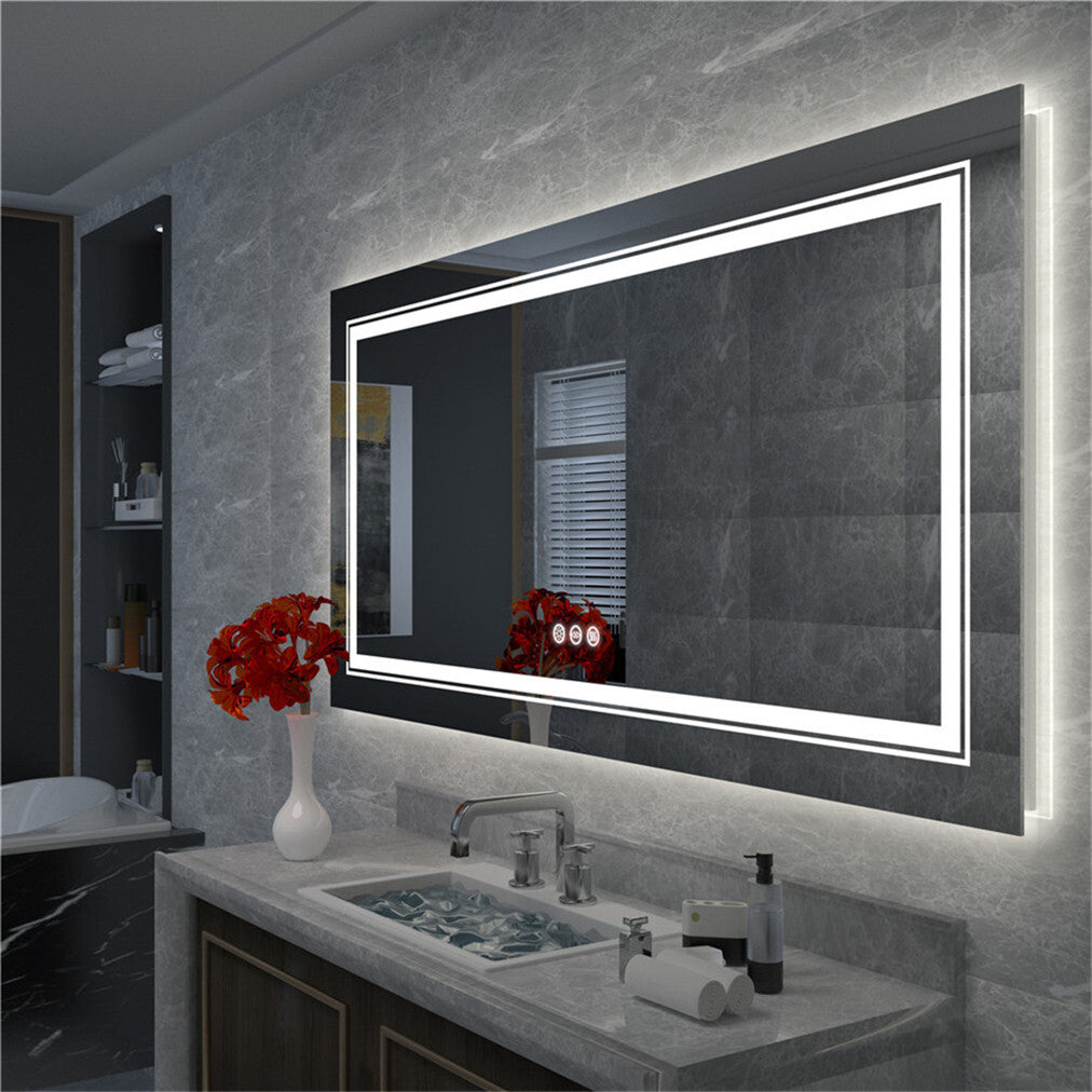 Power-Efficient LED Bathroom Mirror with Anti-Fog & Touch Control